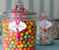 Candy In Jars Via Camilla Typepad Baby Shower Food Baby Shower Food For Girl Candy Jars