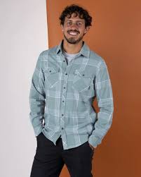 Saltrock Miles Mens Flannel Shirt - Light Blue