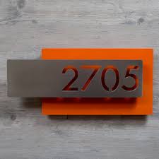 Horizontal modern house number plaque material: Custom Modern Layered Floating House Numbers Horizontal Offset In Stainless