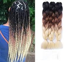 Extensions made from synthetic hair can't be dyed with human hair. Amazon Com Ombre Braiding Hair Kanekalon Synthetic Hair Extensions Synthetic Fiber For Jumbo Braid Hair Bundles 24inch 5pcs Lot Ombre Black Brown 613 Beauty