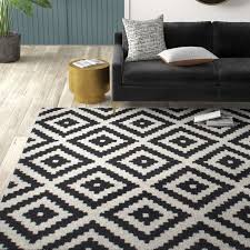 Living Room Black And White Area Rugs Obadiah Hand Tufted Wool Black Area Rug Reviews Birch Lane Area Rugs Wool Area Rugs White Rug Living Room