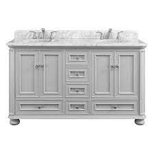 Moa bathroom vanity with 3 drawers and acrylic sink, dark gray oak, 48 by bathroom vanities wholesale (26) $1,070. Allen Roth Wrightsville 60 In Light Gray Undermount Double Sink Bathroom Vanity With Natural Carrara Marble Top In The Bathroom Vanities With Tops Department At Lowes Com