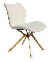 The Cross Dining Chair Is Sophisticated Yet Modern It Has A White Vinyl Covered Seat And Stainless Steel Furniture Dining Chairs Upholstered Dining Chairs