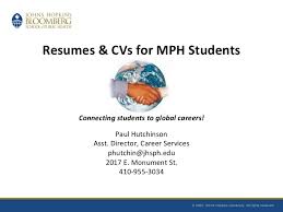 Here is where you could also provide a description of and/or awards (e.g., mcnair scholars or ucare) research experience should be the first thing on your cv. Resumes And Cvs For Mph Students Fall 2010