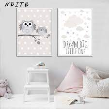 Woodland Animal Owl Canvas Poster Nursery Print Minimalist Wall Art Painting Nordic Kids Decoration Pict Baby Room Wall Art Baby Room Decor Minimalist Wall Art