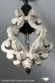 Decor Steals White Wood Chandelier Shared By Creating This Life Blog Wooden Chandelier Wood Chandelier Diy Chandelier