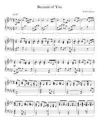 I was born a child of grace nothing else about the place everything was ugly but your beautiful face and it left me no illusion. Because Of You Kelly Clarkson Sheet Music For Piano Solo Musescore Com