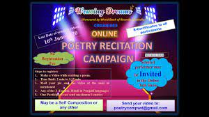 So here are few poems for recitation for class 9: Weaving Dreams Online Poetry Recitation Campaign Youtube