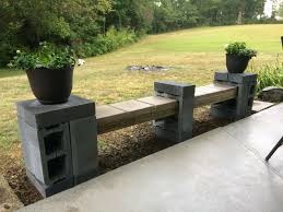 Cheap And Easy Cinder Block Bench 10 Cinder Blocks 10 Cap Blocks 2 Treated 4x4s And 6 12x12 Paver Stones Cinder Block Walls Cinder Block Bench Paver Stones