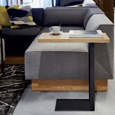 C shape coffee table, couch table, c table for sofa, wood leg or metal leg, end table, side table for daybed, computer table, round table. Linear C Side Table West Elm Work