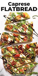 Easy Caprese Flatbread Appetizer Recipe Food Processor Recipes Homemade Flatbread Flatbread Pizza Dough