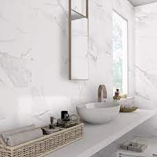 Herringbone honed marble floor and wall mosaic tile (0.782 sq. Matt White Marble Effect Porcelain Wall And Floor Tile 600x300mm