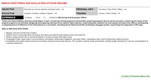 Monitoring And Evaluation Officer Job Letter Resume Template 136885
