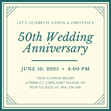 Invitation creator online for both beginners and advanced users crello gives you a variety of illustrations, photographs, fonts, pictures, text badges, and a lot more graphic design elements amazes! Free Custom Printable 50th Anniversary Invitation Templates Canva