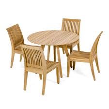 5pc Laguna Round Teak Dining Set Westminster Teak Outdoor Furniture Sets Folding Armchair Teak