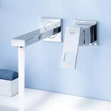 Grohe Eurocube Wall Mounted Two Hole Basin Mixer Projection 171 Mm 19895000 Basin Mixer Grohe Basin