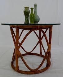 Mid century round boho bohemian wicker rattan side coffee end table glass top / no free shipping on this item revosretro 5 out of 5 stars (202) $ 200.00 free shipping add to favorites double stretcher base for a top supplied by the customer. Vintage Bohemian Rattan Glass Top Round Drum Side Table Etsy Glass Top Table Drum Side Table Side Table