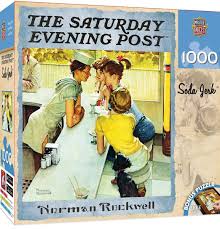 Online jigsaw puzzles,bible jigsaw puzzles,famous art prints,and pictures illustrating biographies of famous people in history can be found here. Masterpieces Saturday Evening Post Jigsaw Puzzle Norman Rockwell Soda Jerk Collage 1000 Pieces Buy Online In Bahamas At Bahamas Desertcart Com Productid 9749810