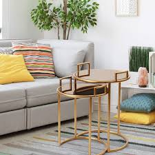 Shop living room sets for the best price. Set Of 2 End Tables Rose Gold Brown Glass Living Room And Patio Adeco Ft0265 Decorative Nesting Round Side Accent Plant Stand Chair For Bedroom Furniture Home Kitchen Kalingauniversity Ac In