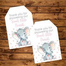 Pink Elephant Baby Shower Favor Tags Watercolor Pink Elephant Etsy Elephant Baby Shower Favors Baby Shower Favor Tags Peanut Baby Shower