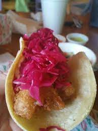Flour tortilla, pork with pastor adobo, melted cheese, onion, cilantro, pineapple. Fish Taco Picture Of Taco Luchador Louisville Tripadvisor