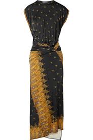 Black Gathered Printed Jersey Midi Dress Paco Rabanne Midi Dress Dresses Paco Rabanne