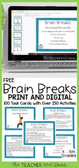 Freebie Brain Breaks For Print And Digital Brain Breaks For Distance Learning Brain Breaks Get To Know You Activities Teaching Third Grade