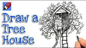 How To Draw A Treehouse Real Easy Step By Step Tree House Tree House Drawing Drawings