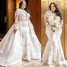 2020 African Mermaid Wedding Dresses With Over Train Sheer Neck Long Sleeve Sweep Train Garden Country Chapel Bridal Gowns Plus Size From Modeldress 144 43 Long Sleeve Mermaid Wedding Dress