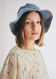 Ganni Washed Denim Hat In Washed Indigo Denim Hat Denim Wash Indigo