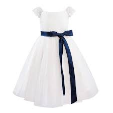 See more ideas about dresses, evening dresses, mother of the bride dresses. Buy Dresslane Ivory Lace Tulle Cap Sleeves Flower Girl Dress Kids Dress Navy Blue Sash In Cheap Price On Alibaba Com