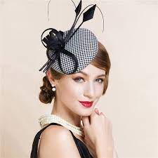 Black And White England Style Fascinator Hair Pillbox Hat Bowknot Feather Veil Cocktail Party Wedding Socialite Vintage Wedding Hats Wedding Hats Uk Fascinator