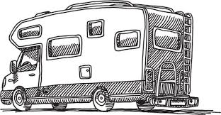 Hand Drawn Vector Drawing Of An Approaching Car With Headlights Wohnwagen Camping Wohnwagen Caravan
