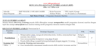 Download Rpp Ips 1 Satu Lembar Smp Tahun 2020 Infoguruku