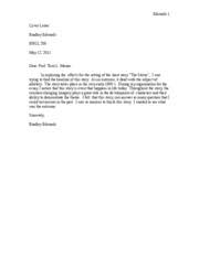 A little cover letter trivia to blow your mind: The Storm Short Story Edwards 1 Cover Letter Bradley Edwards Engl 200 Dear Prof Terri L Moran In Exploring The Effects For The Setting Of The Short Course Hero