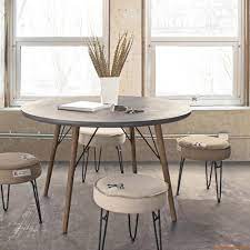 Cairo Metal Table With Top In Mdf Concrete Effect Dining Table Round Extendable Dining Table Metal Table