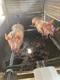 The Pigs are smelling GREAT!!!! Pork Dinner plus Rump Roasts Plus BBQ  Chicken and Roast Veggies and don't forget the crunchy Pork Crackling,  Gravy and Apple Sauce. Roast dinner is served at