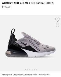Women S Nike Air Max 270 Casual Shoes In Atmosphere Grey Black Gunsmoke White Nike Air Max For Women Nike Shoes Women Casual Shoes Women