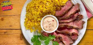 Chipotle Spiced Steak With Garlic Yellow Rice Beef Recipes Full Meal Recipes Yellow Rice Recipes