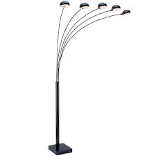Contemporary Floor Lamps 95 Tall 5 Light Arch Floor Lamp With Marble Base In Black Lite Source Ls 9485m Blk 25 tall table lamp matte brass cross base black fabric shade classic.