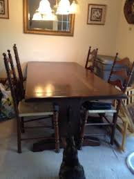 Ethan Allen Old Tavern Style Dining Room Trestle Table 4 Ladderback Chairs Oak Dining Room Table Dining Table Ethan Allen Dining