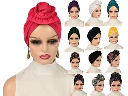 PRE-TIED FLOWER Turban, Cute Chemo Alopecia Hairloss Cap, Slip-on Cotton  Cap Gift for Her, Bald Head/cancer Hat, Pre Tied Fashion Head Wear