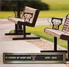 Storage space is approximately 35w x 17d x 12h. Bench Plaque