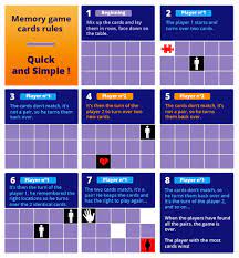 The card game memory, aka concentration, is a children's game that tests visual recall ability. Memory Matching Game Rules Simple Illustrated Memozor