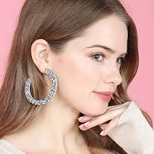 RIAH FASHION Bohemian Printed Natural Wood Geometric Statement Earrings