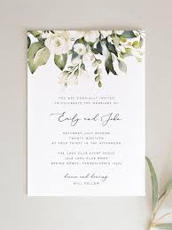White Floral Wedding Invitation Set Template Greenery White Etsy In 2020 Flower Wedding Invitation Floral Wedding Invitations Wedding Invitation Sets