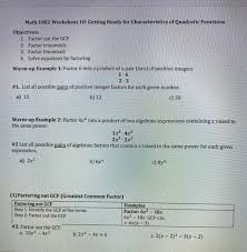 This polynomials worksheet will produce problems for factoring quadratic expressions. Solved Math 1082 Worksheet 10 Getting Ready For Characte Chegg Com