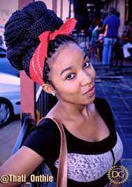 Nice Box Braids Styled With A Bandana Box Braids Hairstyles Natural Hair Styles Box Braids Styling