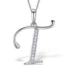 9k White Gold Diamond Initial T Necklace 0 05ct White Gold Diamonds White Gold Bracelets For Men