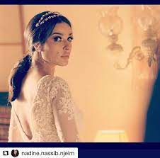 the elegant nadine njeim in her elegant lace wedding dress picked from maison lesley collection maisonle arab celebrities wedding dresses lace wedding dresses